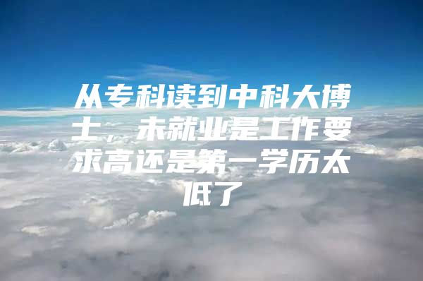 从专科读到中科大博士，未就业是工作要求高还是第一学历太低了