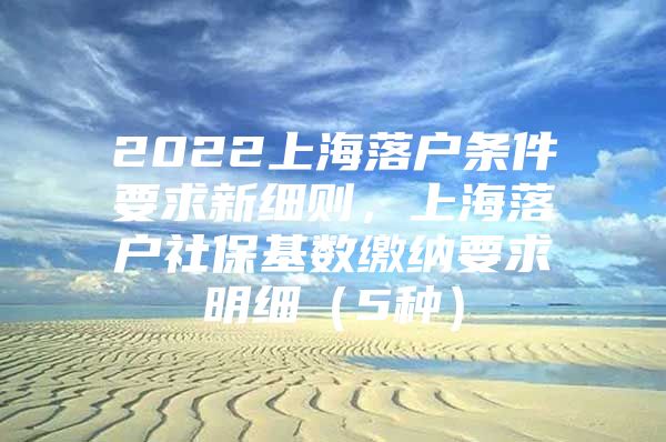 2022上海落户条件要求新细则，上海落户社保基数缴纳要求明细（5种）