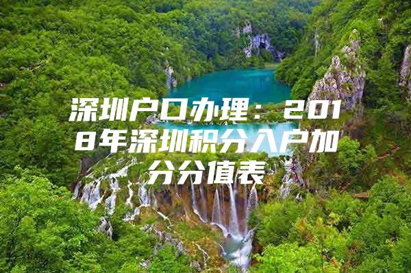 深圳户口办理：2018年深圳积分入户加分分值表