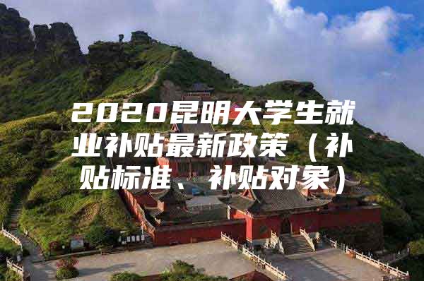 2020昆明大学生就业补贴最新政策（补贴标准、补贴对象）