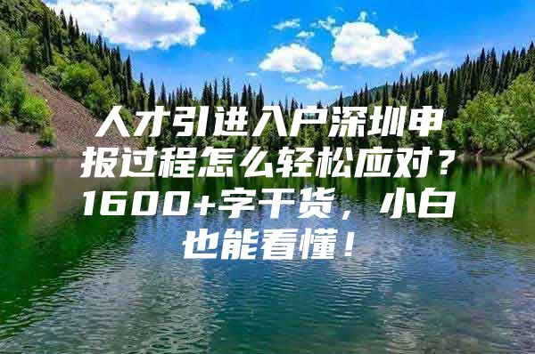 人才引进入户深圳申报过程怎么轻松应对？1600+字干货，小白也能看懂！