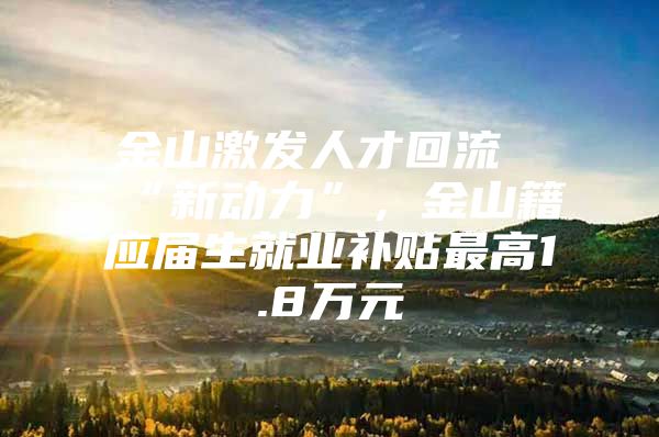 金山激发人才回流“新动力”，金山籍应届生就业补贴最高1.8万元