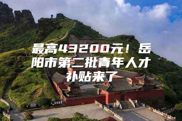 最高43200元！岳阳市第二批青年人才补贴来了