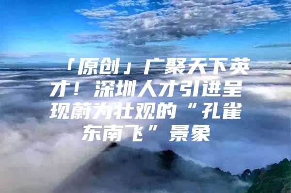 「原创」广聚天下英才！深圳人才引进呈现蔚为壮观的“孔雀东南飞”景象
