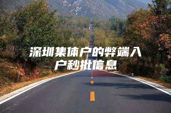 深圳集体户的弊端入户秒批信息