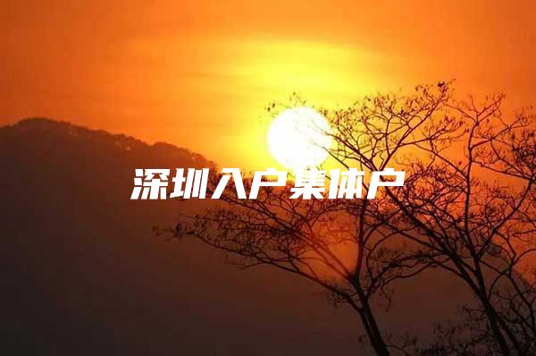 深圳入户集体户
