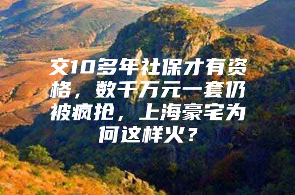 交10多年社保才有资格，数千万元一套仍被疯抢，上海豪宅为何这样火？