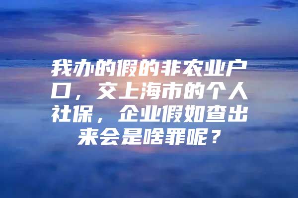 我办的假的非农业户口，交上海市的个人社保，企业假如查出来会是啥罪呢？