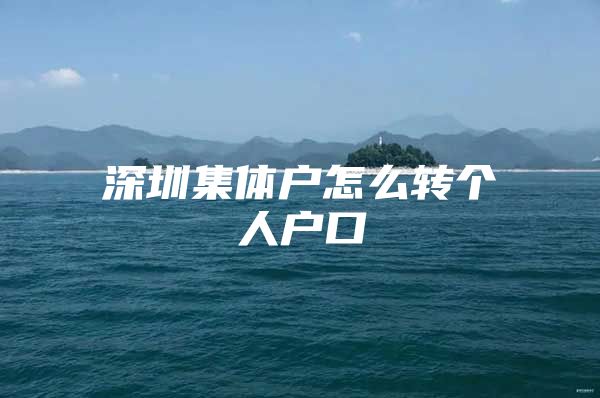 深圳集体户怎么转个人户口