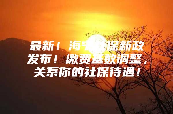 最新！海宁社保新政发布！缴费基数调整，关系你的社保待遇！