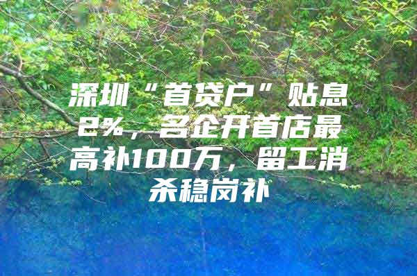 深圳“首贷户”贴息2%，名企开首店最高补100万，留工消杀稳岗补