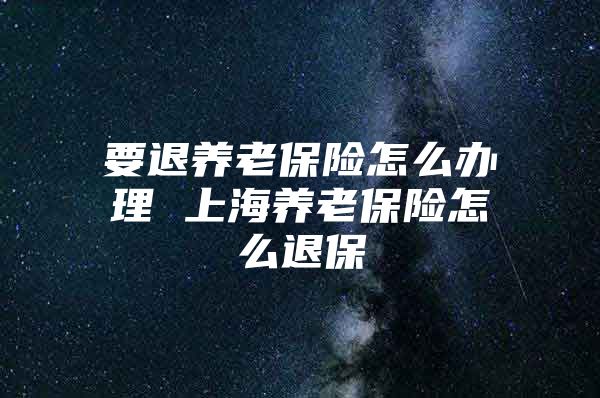 要退养老保险怎么办理 上海养老保险怎么退保