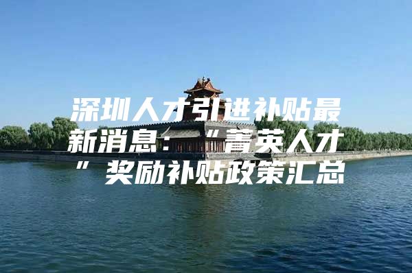 深圳人才引进补贴最新消息：“菁英人才”奖励补贴政策汇总