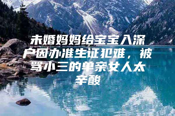 未婚妈妈给宝宝入深户因办准生证犯难，被骂小三的单亲女人太辛酸