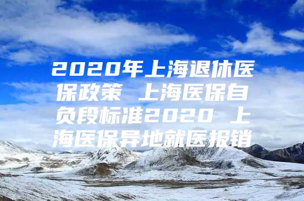 2020年上海退休医保政策 上海医保自负段标准2020 上海医保异地就医报销