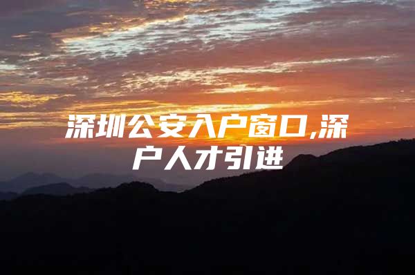 深圳公安入户窗口,深户人才引进