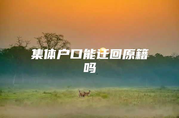 集体户口能迁回原籍吗