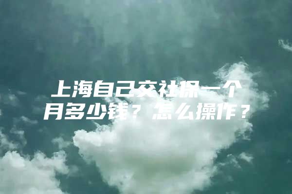 上海自己交社保一个月多少钱？怎么操作？