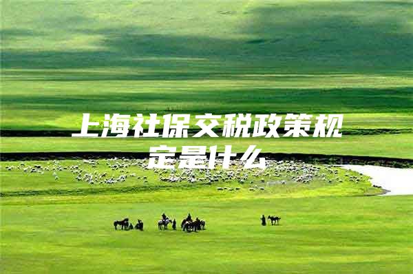上海社保交税政策规定是什么