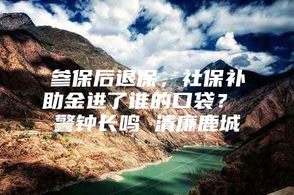 参保后退保，社保补助金进了谁的口袋？ 警钟长鸣 清廉鹿城