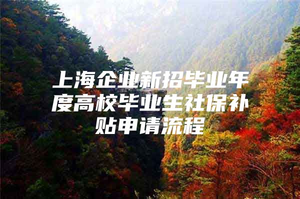 上海企业新招毕业年度高校毕业生社保补贴申请流程