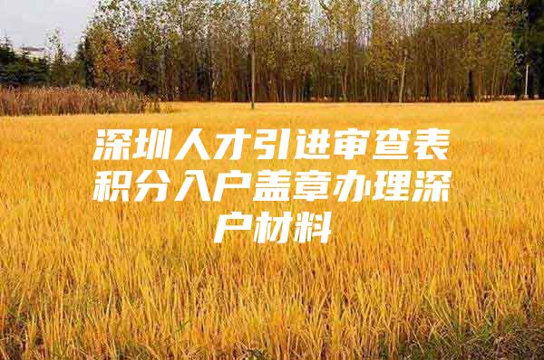 深圳人才引进审查表积分入户盖章办理深户材料