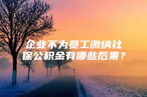 企业不为员工缴纳社保公积金有哪些后果？