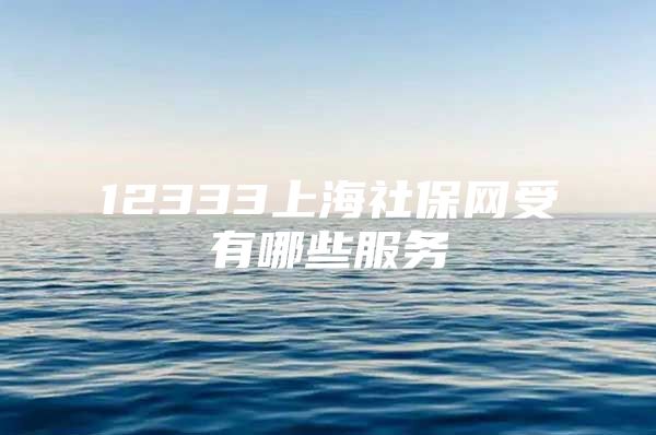 12333上海社保网受有哪些服务