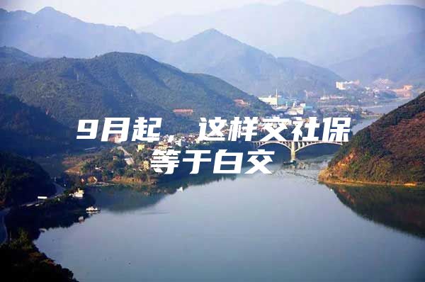 9月起，这样交社保等于白交