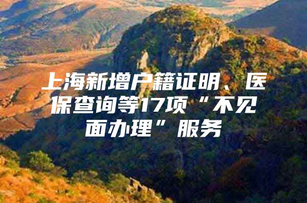 上海新增户籍证明、医保查询等17项“不见面办理”服务