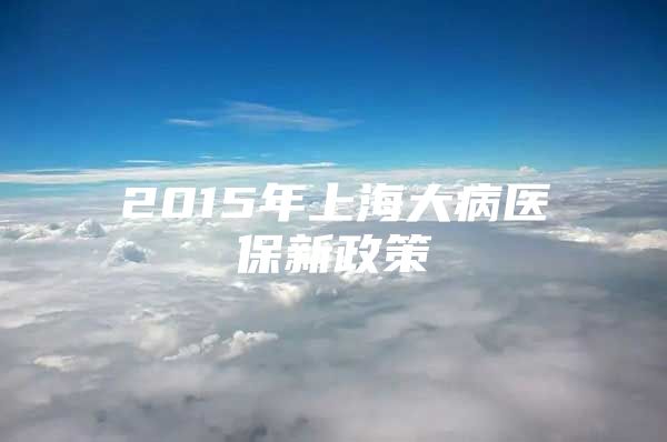 2015年上海大病医保新政策