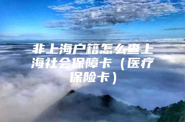 非上海户籍怎么查上海社会保障卡（医疗保险卡）