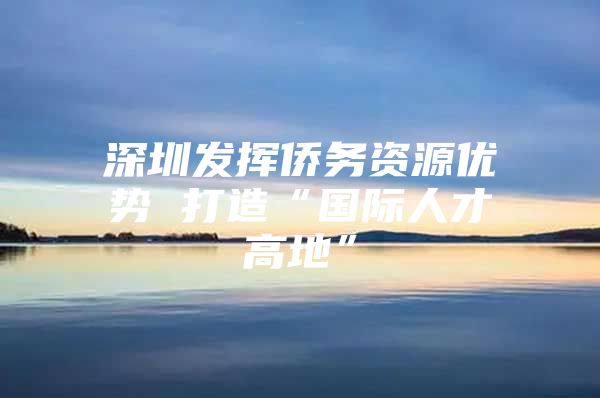 深圳发挥侨务资源优势 打造“国际人才高地”