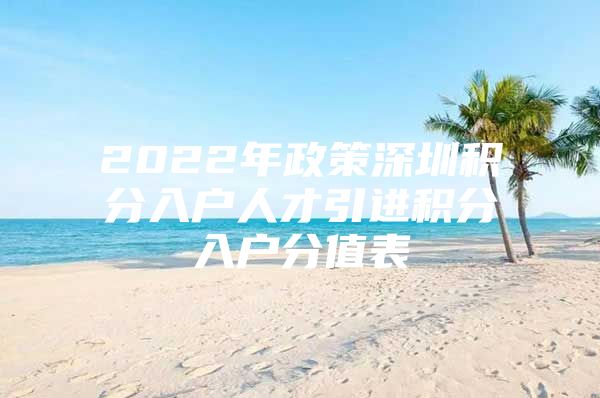 2022年政策深圳积分入户人才引进积分入户分值表