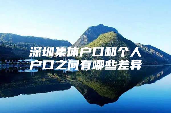 深圳集体户口和个人户口之间有哪些差异