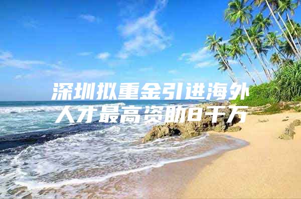 深圳拟重金引进海外人才最高资助8千万