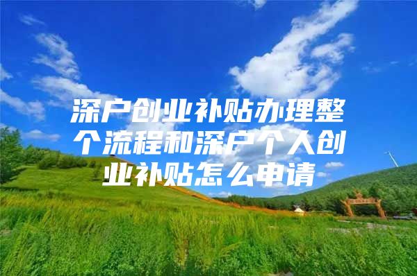 深户创业补贴办理整个流程和深户个人创业补贴怎么申请