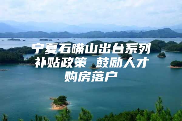 宁夏石嘴山出台系列补贴政策 鼓励人才购房落户