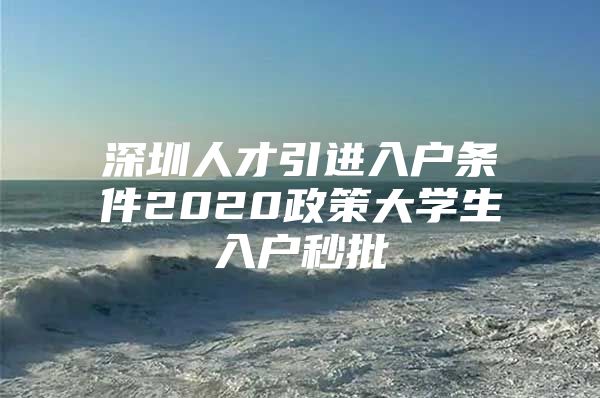 深圳人才引进入户条件2020政策大学生入户秒批