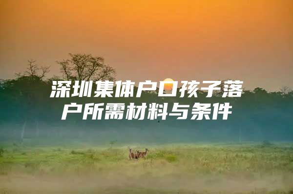 深圳集体户口孩子落户所需材料与条件